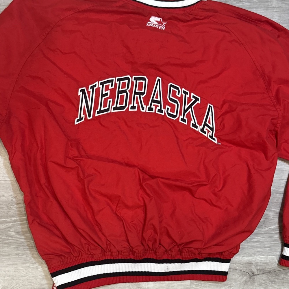 Vintage Starter Nebraska Cornhuskers 1/4 Button Pullover Red Men's Size L 90s‎ - Picture 9 of 9